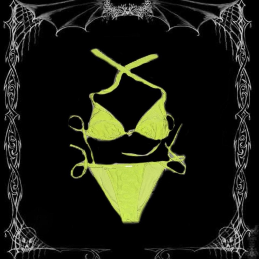 Flower Print Neon Green Bikini . ♱ ♱ ♱
